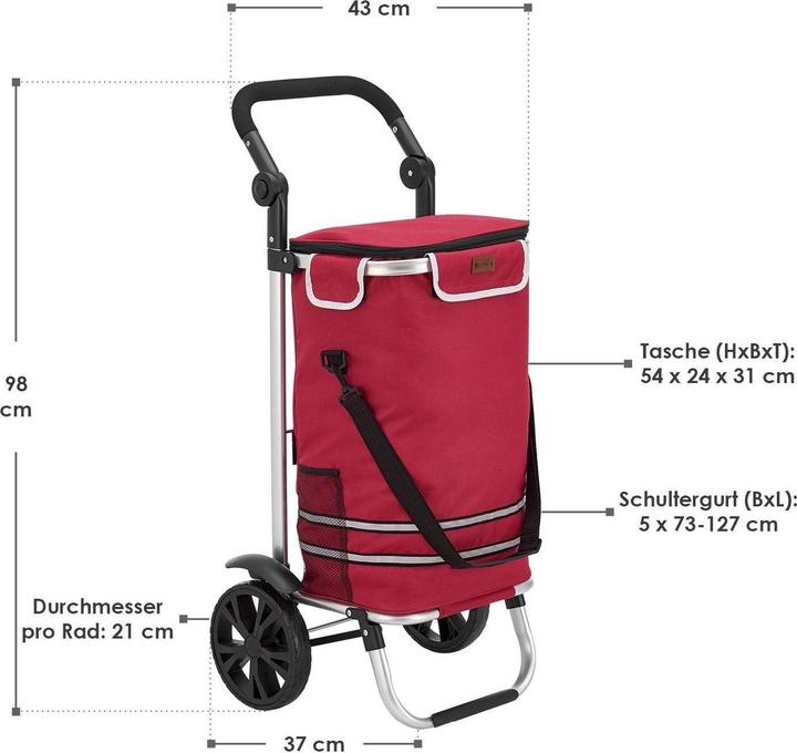 Image du produit Juskys Chariot à provisions 3en1