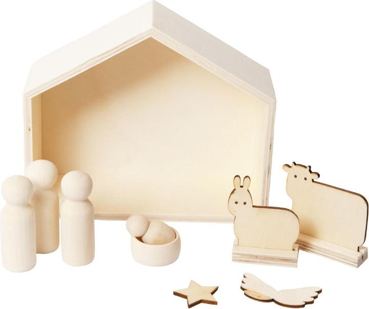 Natura Punto Crèche de Noël en bois naturel, 6 personnages