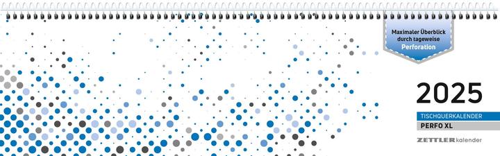 Image du produit Calendrier de bureau 2025 Perfo XL bleu, 36,2x10,6cm, calendrier de bureau avec 112 pages, jour et (Couverture rigide, Allemand)