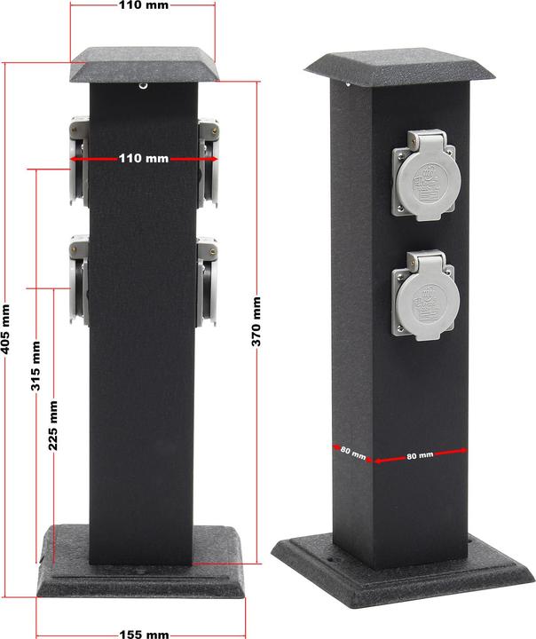 Produktbild Wiltec 4-fach Aussensteckdose Steckdosensäule Metall Outdoor Garten Aussen IP44