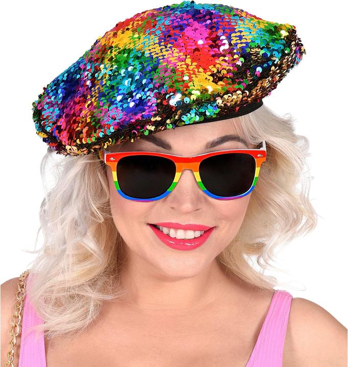 Actual product image Magni Sequin beret rainbow gold