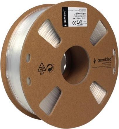 Actual product image Gembird Filament cassette ABS spool (ABS, 1.75 mm, 1400 g, Transparent)