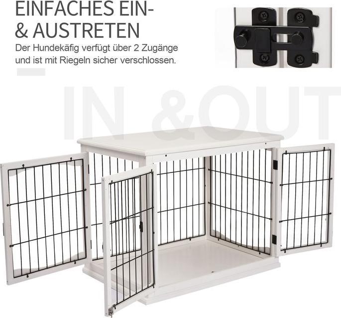 Produktbild Swisshandel24 Hundehütte Hundehaus Transportbox Kleintierkäfig für Innen Hundebox Tierkäfig Haustier MDF Metall We (Hund, Abschliessbar, Faltbar)