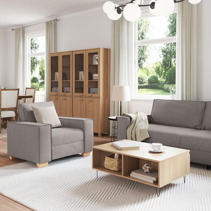 Produktbild VidaXL 3-teiliges Sofaset mit Kissen aus taupefarbenem Stoff (Ecksofa)