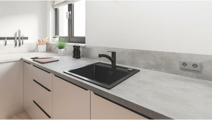 Actual product image Grohe Start QuickFix Küchenarmatur, Dual-Spülbrause, herausziehbar, schwenkbar, mattschwarz