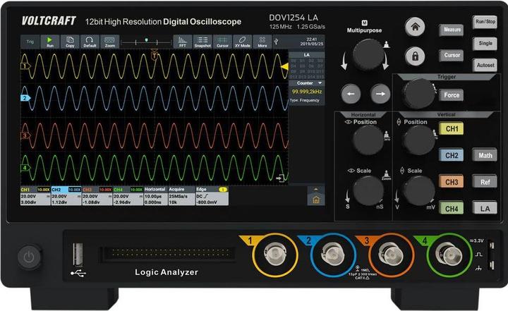 Image du produit Voltcraft DOV1254 LA Digital-Oszilloskop 125 MHz 4-Kanal 1.25 GSa/s 100 Mpts 12 (CAT II)