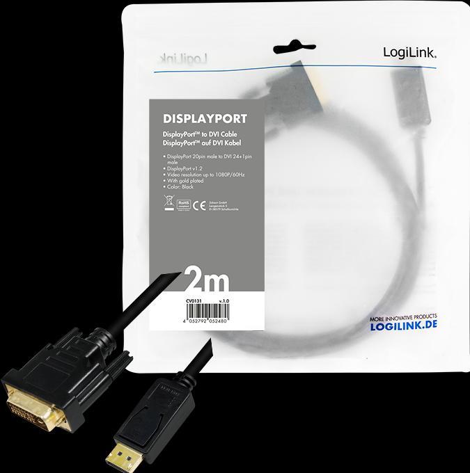 Image du produit LogiLink DisplayPort — DVI (2 m, DisplayPort)