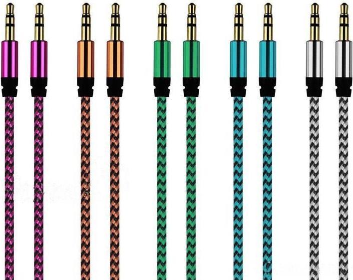 Produktbild JTI 1 m gewebtes 3,5-mm-Aux-Kabel - Rosa (1 m)