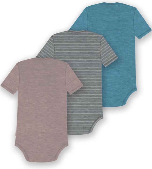 Actual product image Normani Set of 3 baby merino bodysuit short sleeves "Tauranga" - 9299 (98)