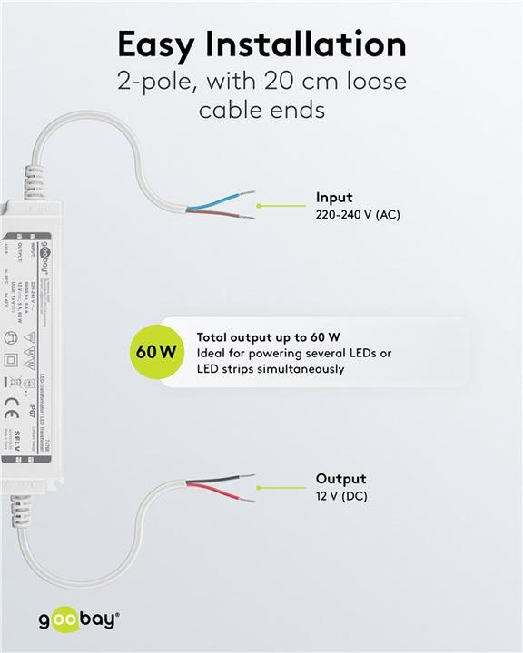 Actual product image Goobay LED-Trafo 12 V DC, 60 W, IP67