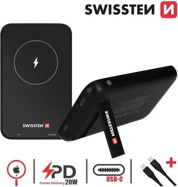 Immagine prodotto Swissten Power Bank wireless magnetica (5000 mAh, 20 W, 18.50 Wh)
