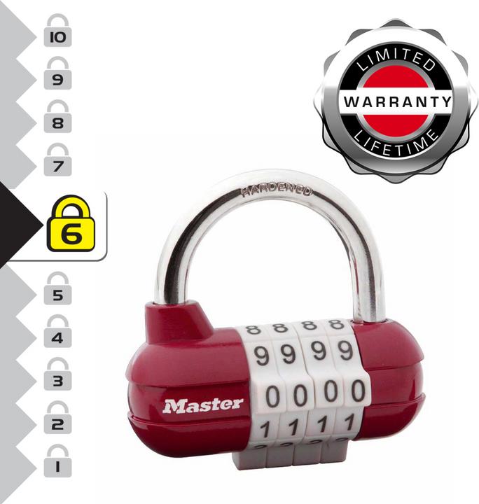 Produktbild Master Lock breites Pro-Sportvorhngeschloss mit individuell einstellbarer Zahlenkombination verschiedene Farben
