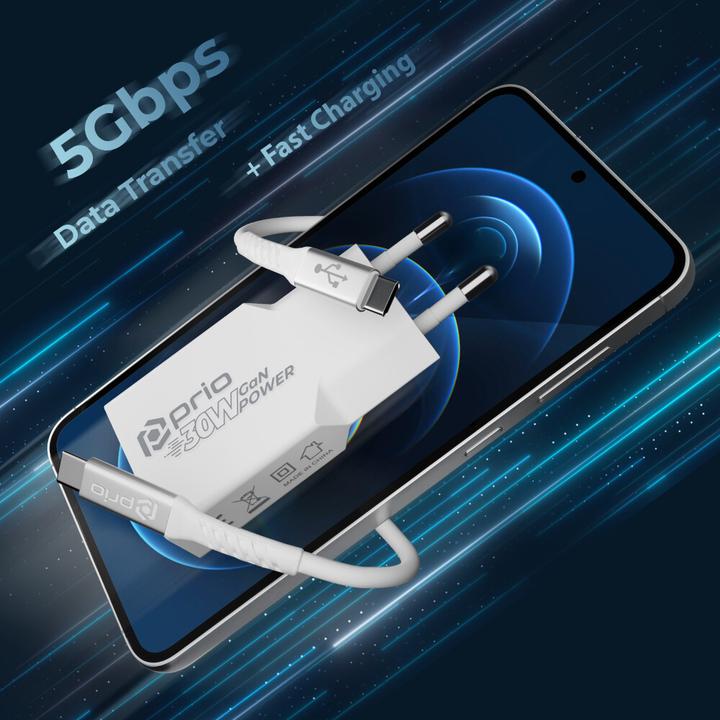 Produktbild prio Lade- und Set (30W GaN Ladegerät + USB C - USB C Kabel) weiss (30 W)