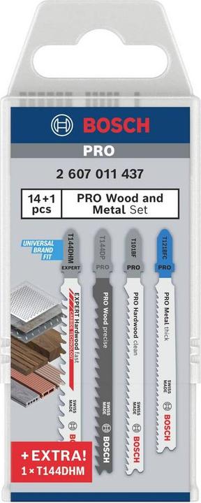 Actual product image Bosch Professional Zubehör 15-piece jigsaw blade set for wood and metal, T-shaft