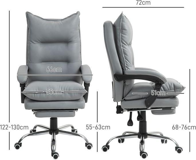 Actual product image Swisshandel24 Bürostuhl mit Liegefunktion, ergonomisch Schreibtischstuhl Drehstuhl Hellgrau