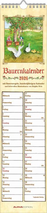 Produktbild Alpha Edition Streifenplaner Bauernkalender 2026 - Streifen-Kalender 11,3x49x5 cm - mit 100-jährigem Kalender und (Harter Einband, Deutsch)