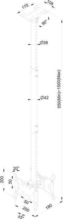 Image du produit Multibrackets Support plafond jusqu'à 2x32", alu, blanc, Back to Back (Plafond, 32", 28 kg)