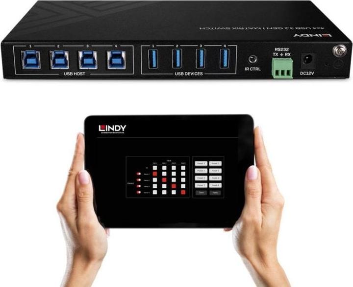 Image du produit Lindy 4x4 USB 3.2 Gen 1 Matrix Switch over IP