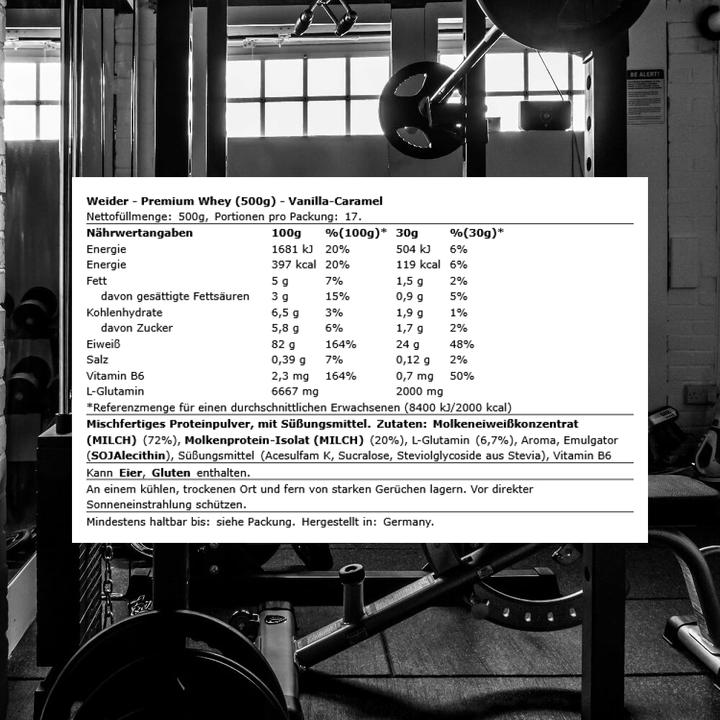 Actual product image Weider Premium Whey Protein (Vanilla, Caramel, 1 pcs., 500 g)