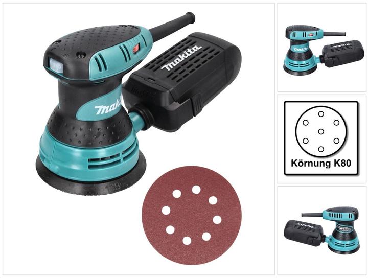 Produktbild Makita BO 5031 Exzenterschleifer 300 Watt 125 mm + 50x Schleifpapier K80 (Exzenterschleifer, 300 W)