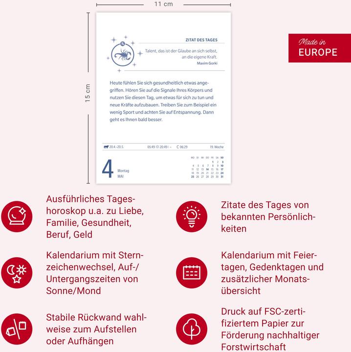 Produktbild Harenberg Skorpion Sternzeichenkalender 2026 - Tagesabreisskalender - Ihr Horoskop für jeden Tag (Harter Einband, Deutsch)