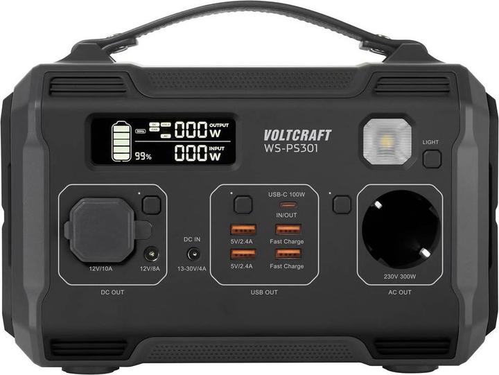Produktbild Voltcraft WS-PS301 Powerstation 25500 mAh Fast Charge Nickel-Mangan-Cobalt Schwarz (matt) Outdoor, LED Tasche (276 Wh, 3.80 kg)