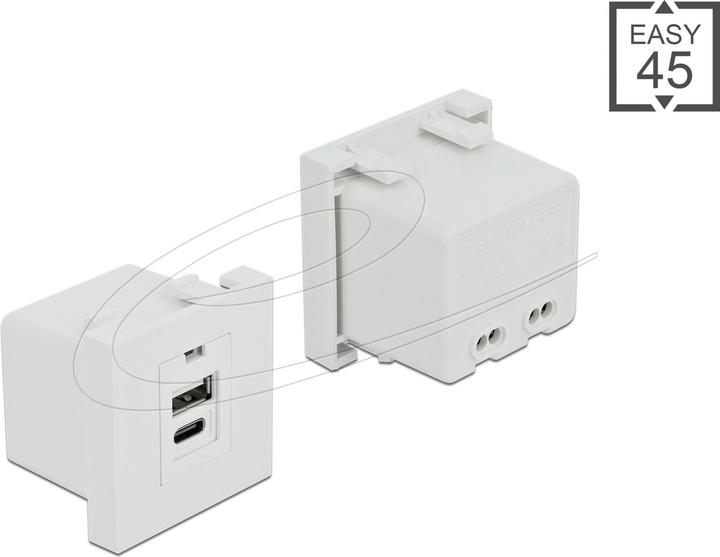 Delock Easy 45 USB Ladeportmodul 1 x USB Typ-A + 1 x USB Type-C™ (0.05 m)