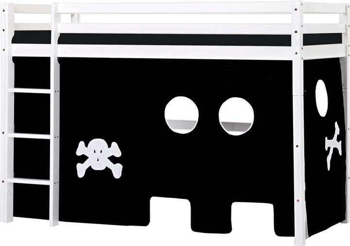 Produktbild Hoppekids BUNDLE BASIC Mittelhochbett 90x200cm mit Piraten Vorhang und Schaum-Matratzen (90 x 200 cm)