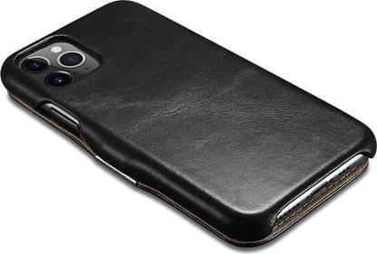Produktbild iCarer iPhone 11 Pro - Luxury Series (Side-open) Echtleder Flip-Case, schwarz (Apple iPhone 11 Pro)