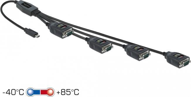 Immagine prodotto Delock Adattatore da USB Type-C™ a 4 x Serial RS-232 DB9 con protezione ESD 15 kV (0.72 m, VGA)