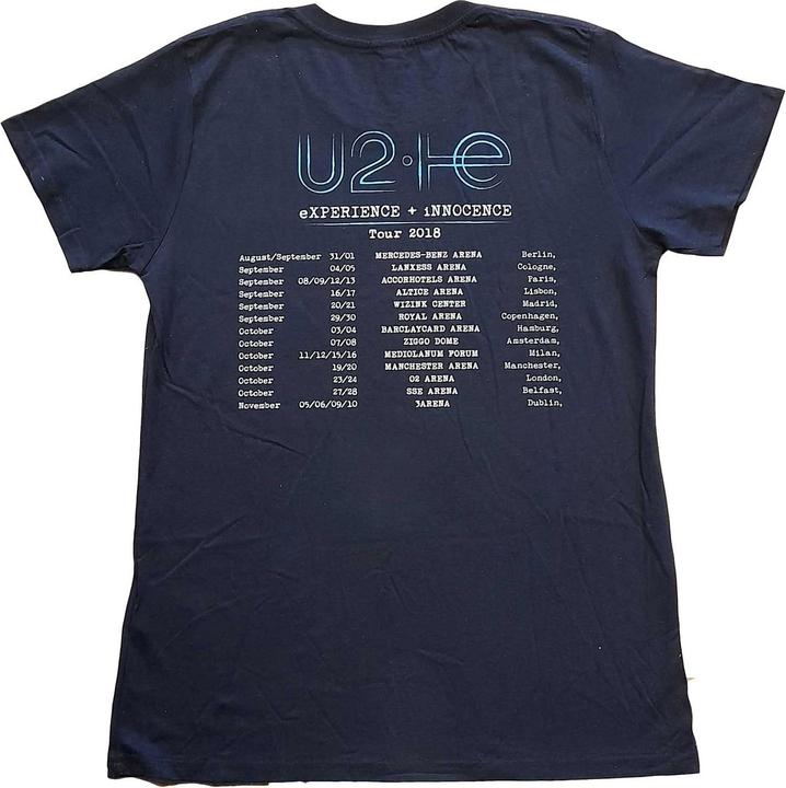 Immagine prodotto Universal Textiles Maglietta in cotone con stampa posteriore delle date del tour 2018 di I+E Donna/Ladies (L)