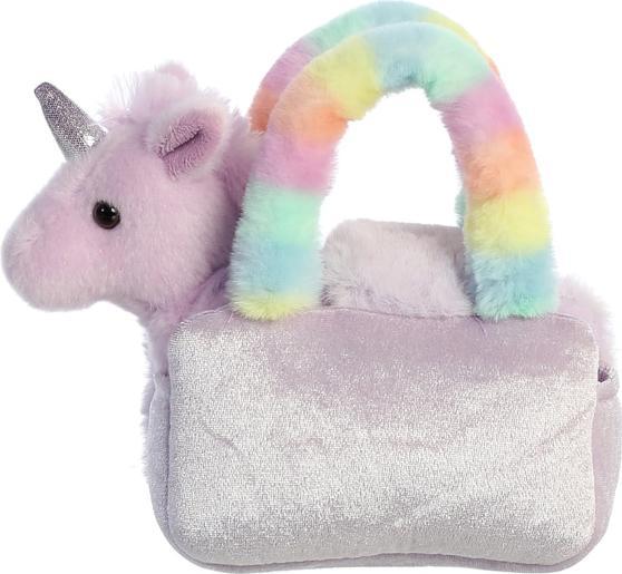 Produktbild Aurora Plüsch Einhorn - mit Tasche rosa und regenbogenfarben (20 cm)