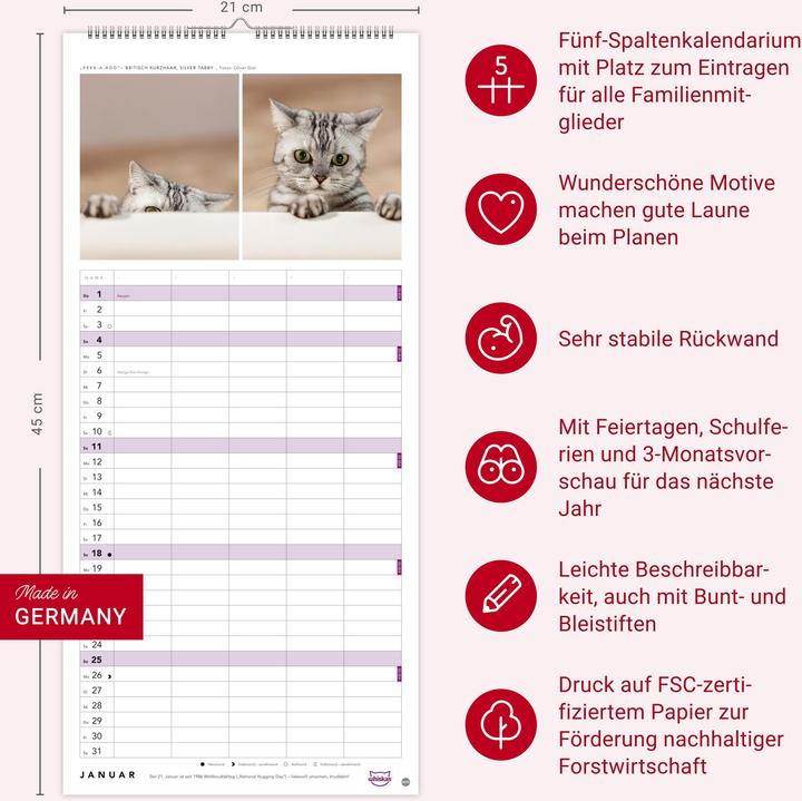 Image du produit Whiskas'Cattitude'Familienplaner2026 (21 x 45 cm, Couverture rigide, Allemand)