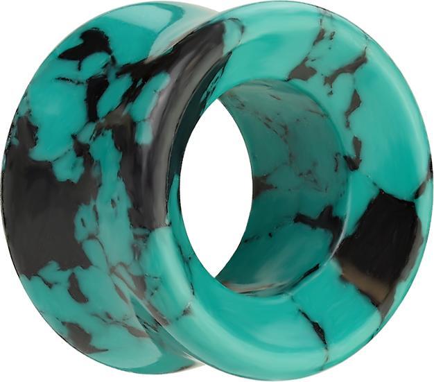 Produktbild Star Piercing Flared Tunnel türkis mit Musterung schwarz (ohne Messing, Organisch)