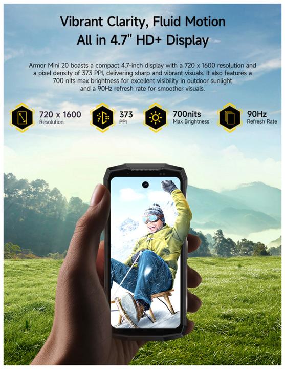 Produktbild Ulefone Armor Mini 20 (256 GB, Schwarz, 4.70", Dual SIM, 50 Mpx, 4G)