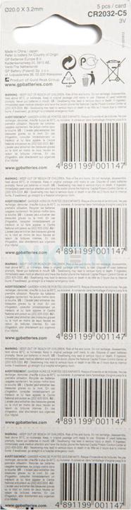 Productafbeelding GP Batteries Cr2032 (5 Pcs., CR2032, 220 mAh)