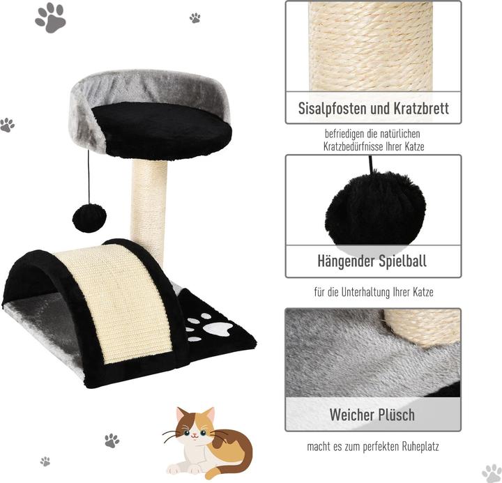 Produktbild PawHut Katzenbaum mit Plüsch (44 cm, Schwarz)