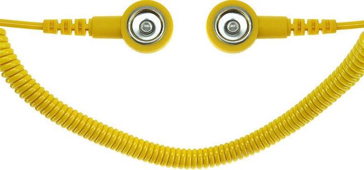Top Swede ESD Spiralkabel, 2 Mohm, gelb, 1,8 m, 10/10 mm Druckknopf (Statikschutz)
