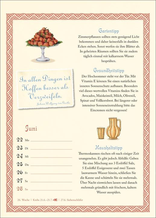 Immagine prodotto Harenberg Was Grossmutter noch wusste Wochenkalender 2026 - mit Tipps für Haushalt, Gesundheit und Garte (Tedesco)