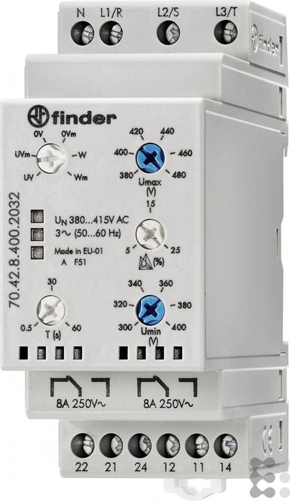 Produktbild Finder Netzüberwachungsrelais 70.42.8.400.2032 70.42.8.400.2032 3-Phasen-Netzüberwachung (380
