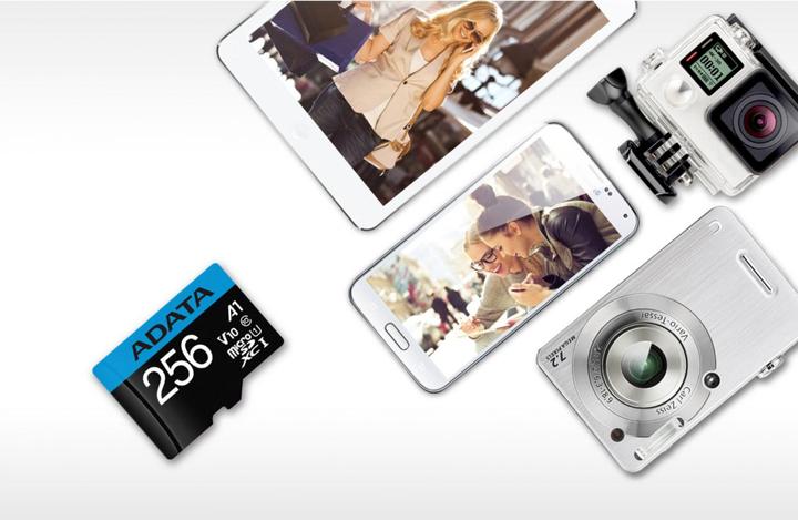 Actual product image Adata Premier Flash memory card (microSDXC to SD adapter included) (256 GB, microSDXC, U1, UHS-I)