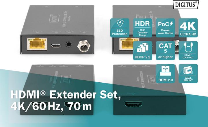 Produktbild Digitus HDMI Extender Set, 4K/60Hz, 70 m (Video Switch)