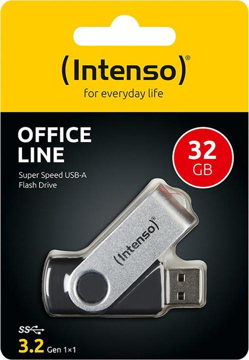 Actual product image Intenso USB 32GB OFFICE LINE 3.2 Gen1 Silver-Black (32 GB, USB-A)