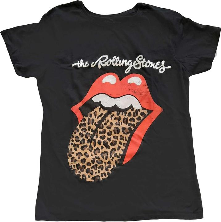 Actual product image The Rolling Stones Leopard Print Tongue (Girlie) (S)