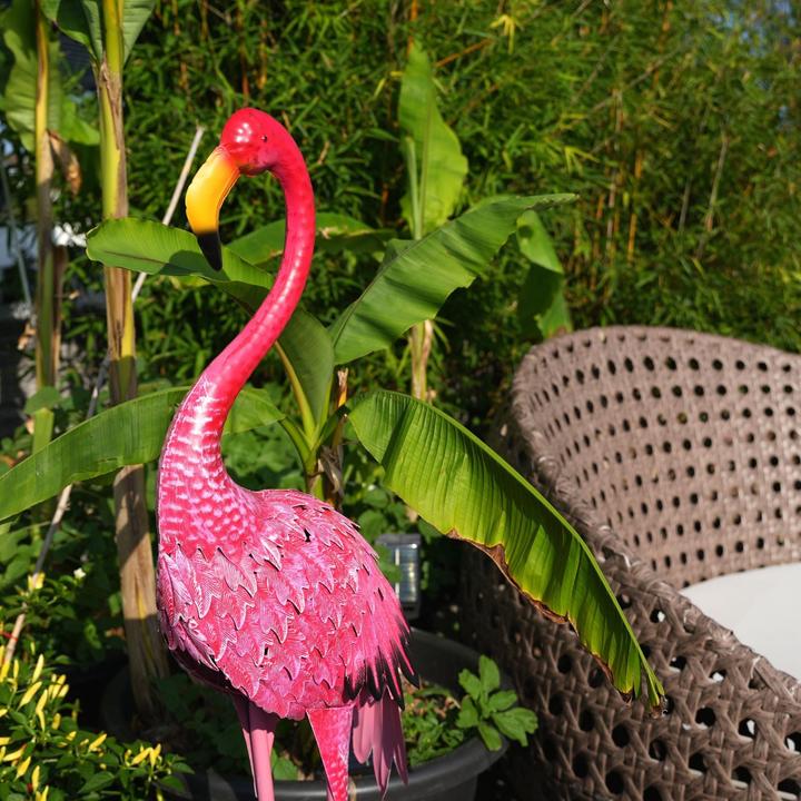 Image du produit Hermex Flamant rose en métal Décoration de jardin Sculpture de jardin