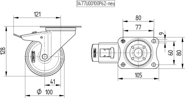 Actual product image Tente swivel castors