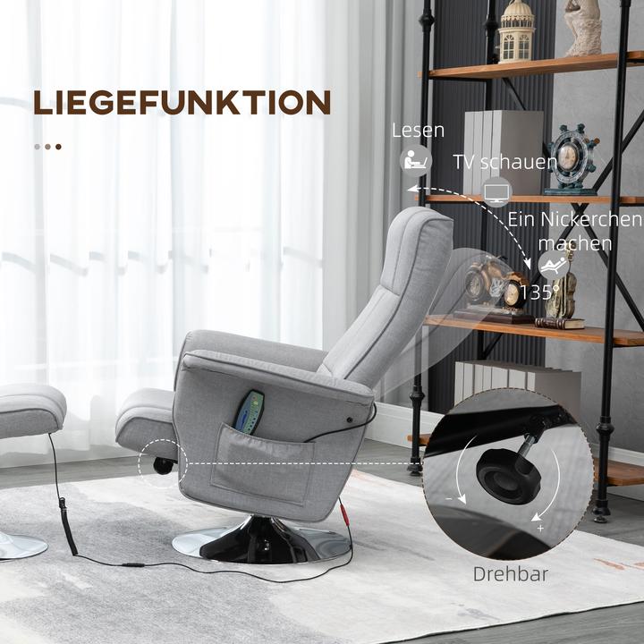 Produktbild Swisshandel24 Massagesessel mit Fusshocker und Liegefunktion, Elektrischer Fernsehsessel mit Fernbedienung, Lieges
