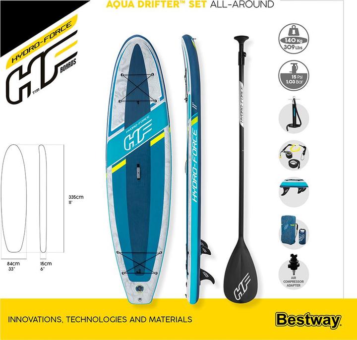 Produktbild Bestway HF SUP Aqua Drifter Set 335x84x15cm (335 cm, 1 Pers.)
