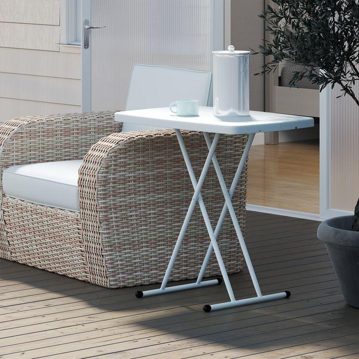 Produktbild Swisshandel24 Beistelltisch höhenverstellbar, klappbar Kunststoff, 50kg belastbar, 76x50x74H cm Weiss