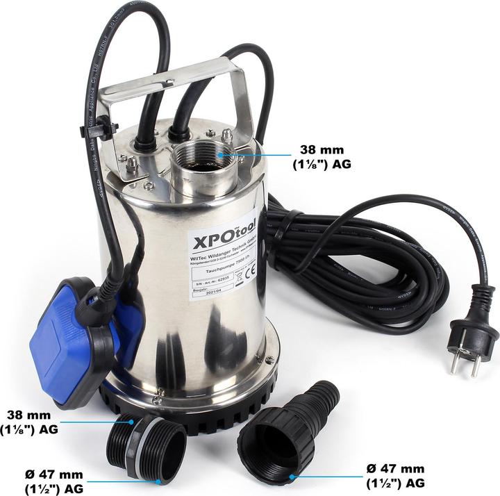 Produktbild XPOtool Tauchpumpe 7500l/h Schmutzwasserpumpe 400W Gartenpumpe Brunnenpumpe (Schmutzwasserpumpe)